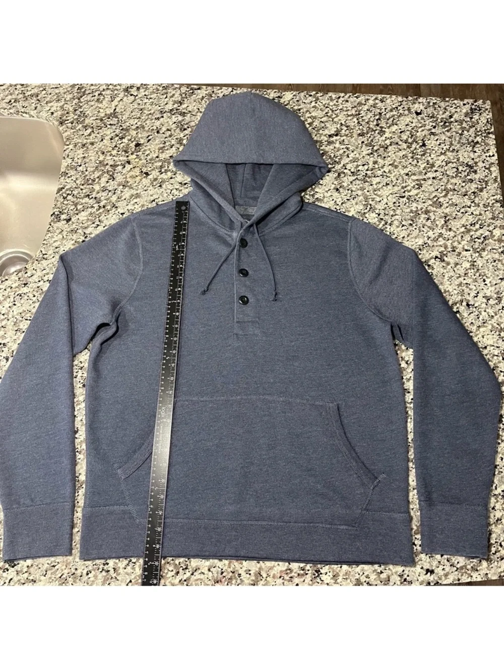 J Crew Hoodie L Henley Blue
